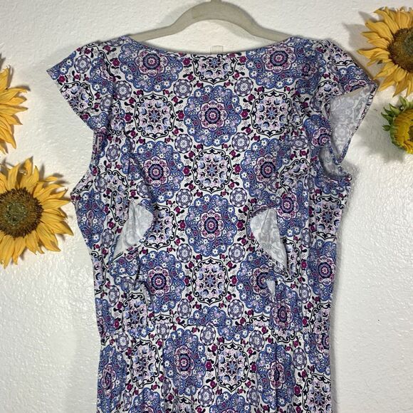 LOFT NWT $69 Pattern Ruffle Short Sleeve Skater Dress Size Small Womens - Picture 6 of 10